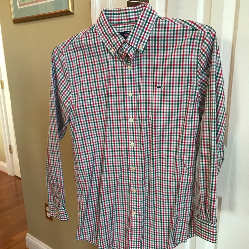 Vineyard Vines Gingham Whale Button-Down Shirt
